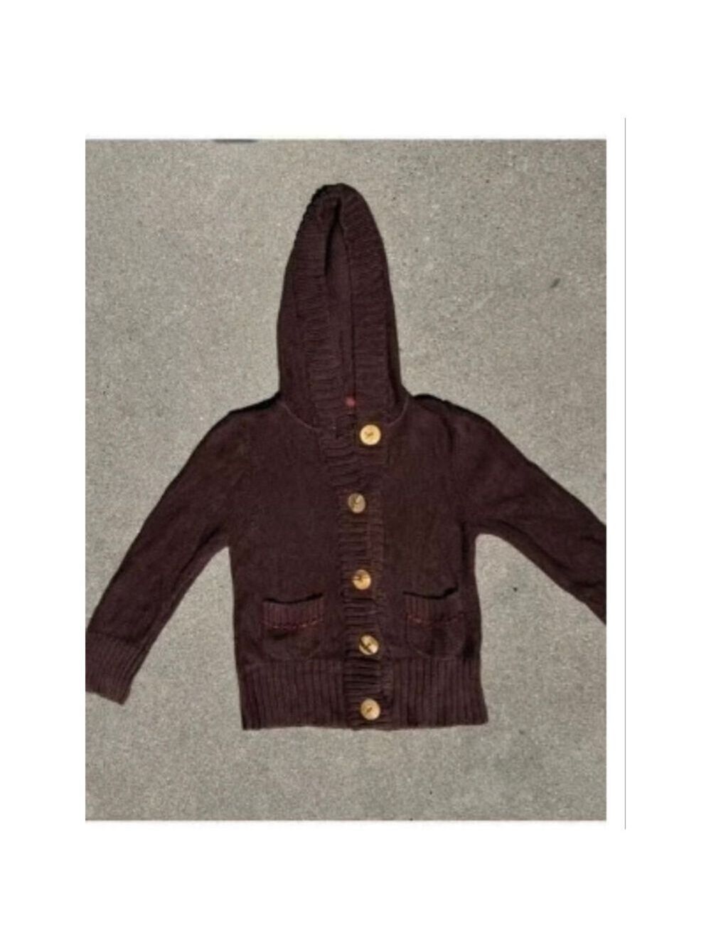 Fossil brown sweater. Has big oversized buttons Hoodie. 2 pockets sz large wool